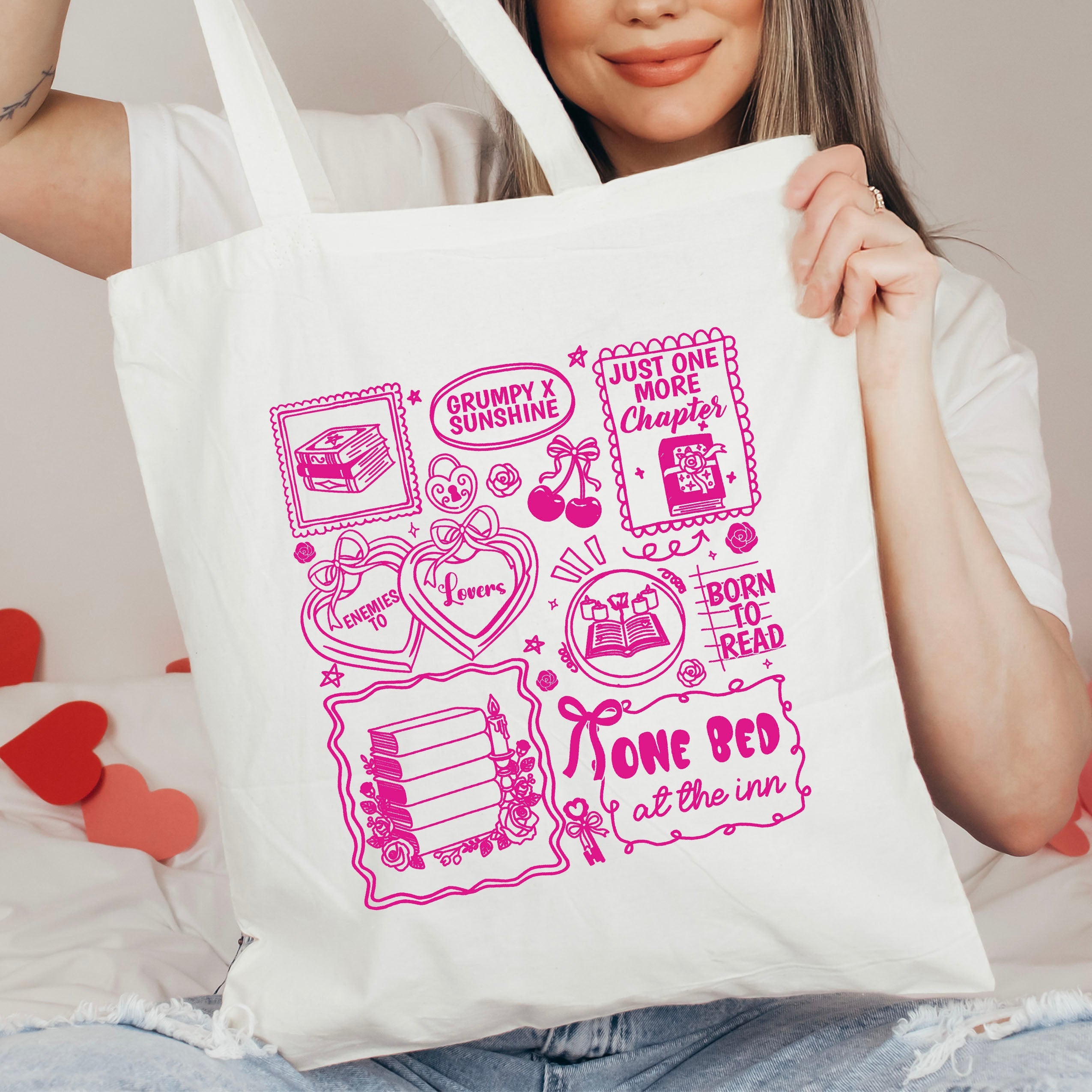 Bookish Romance Tropes canvas tote bag, view 4