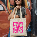 Literacy And Justice For All canvas tote bag, view 2