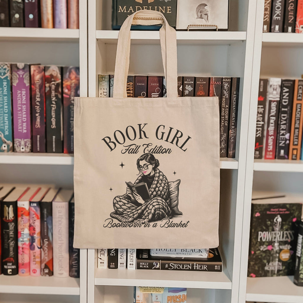 Book Girl Fall Edition canvas tote bag, view 3