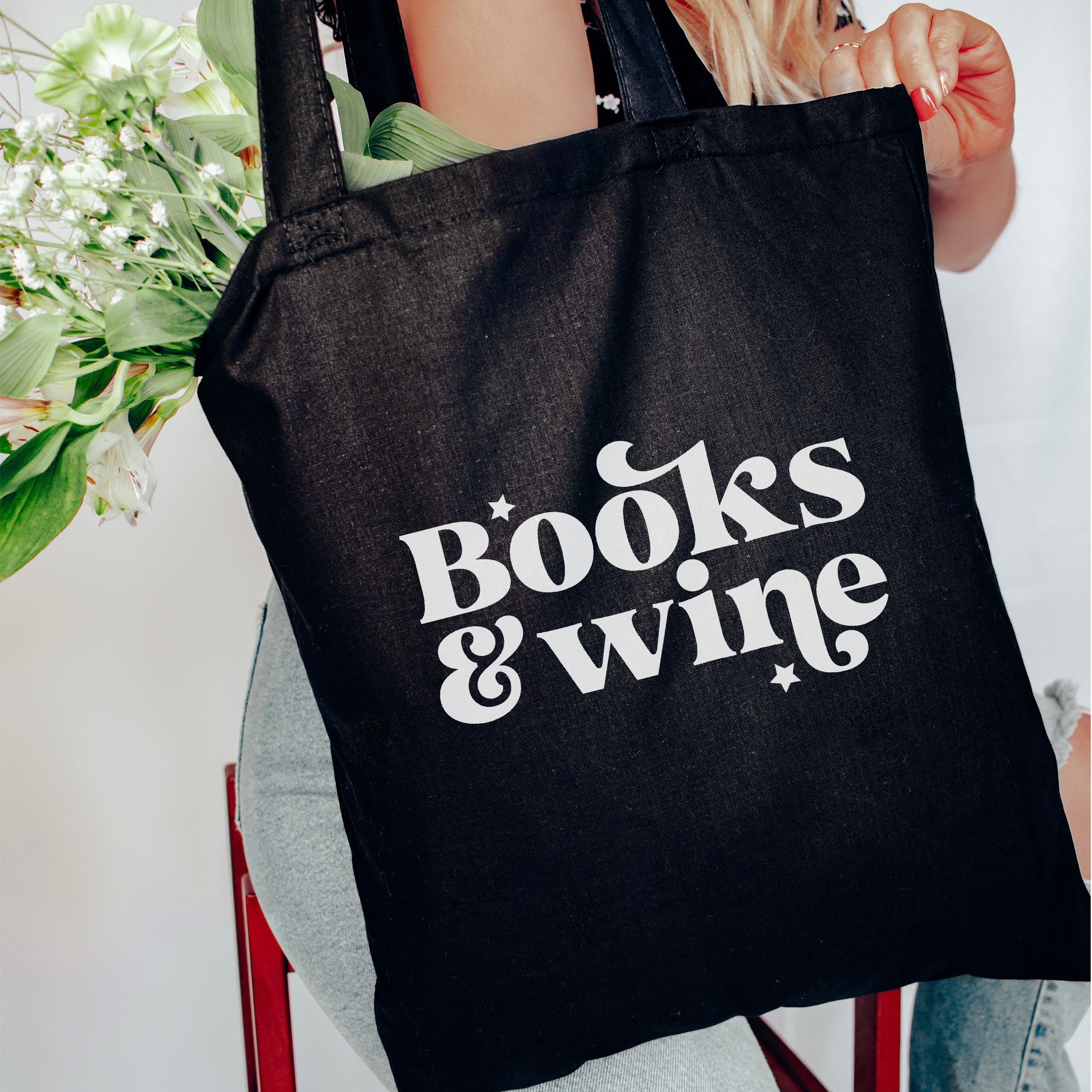 Books & Wine canvas tote bag, view 2