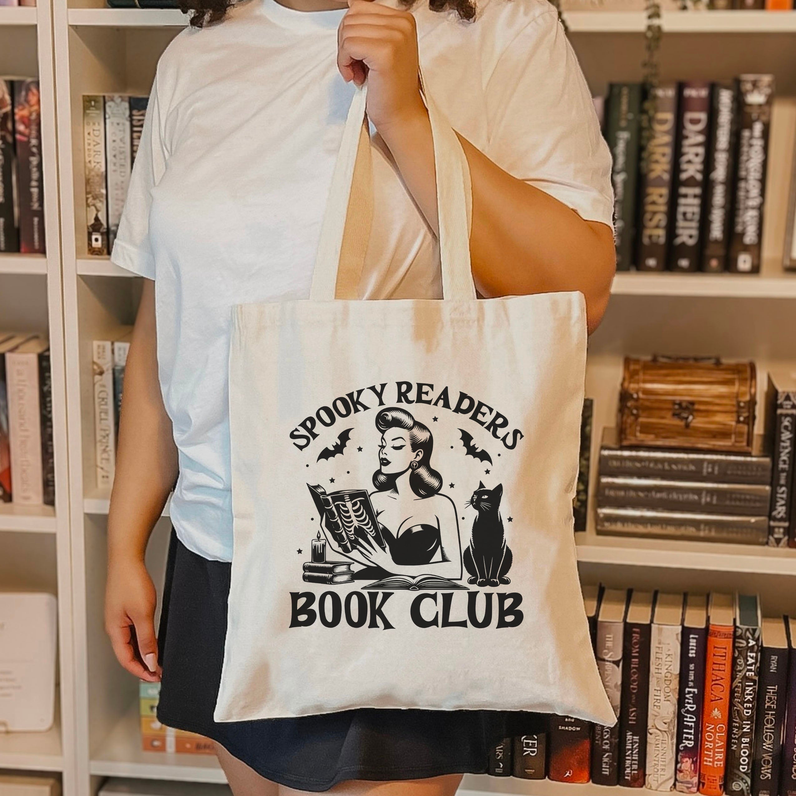 Spooky Readers Book Club canvas tote bag, view 2