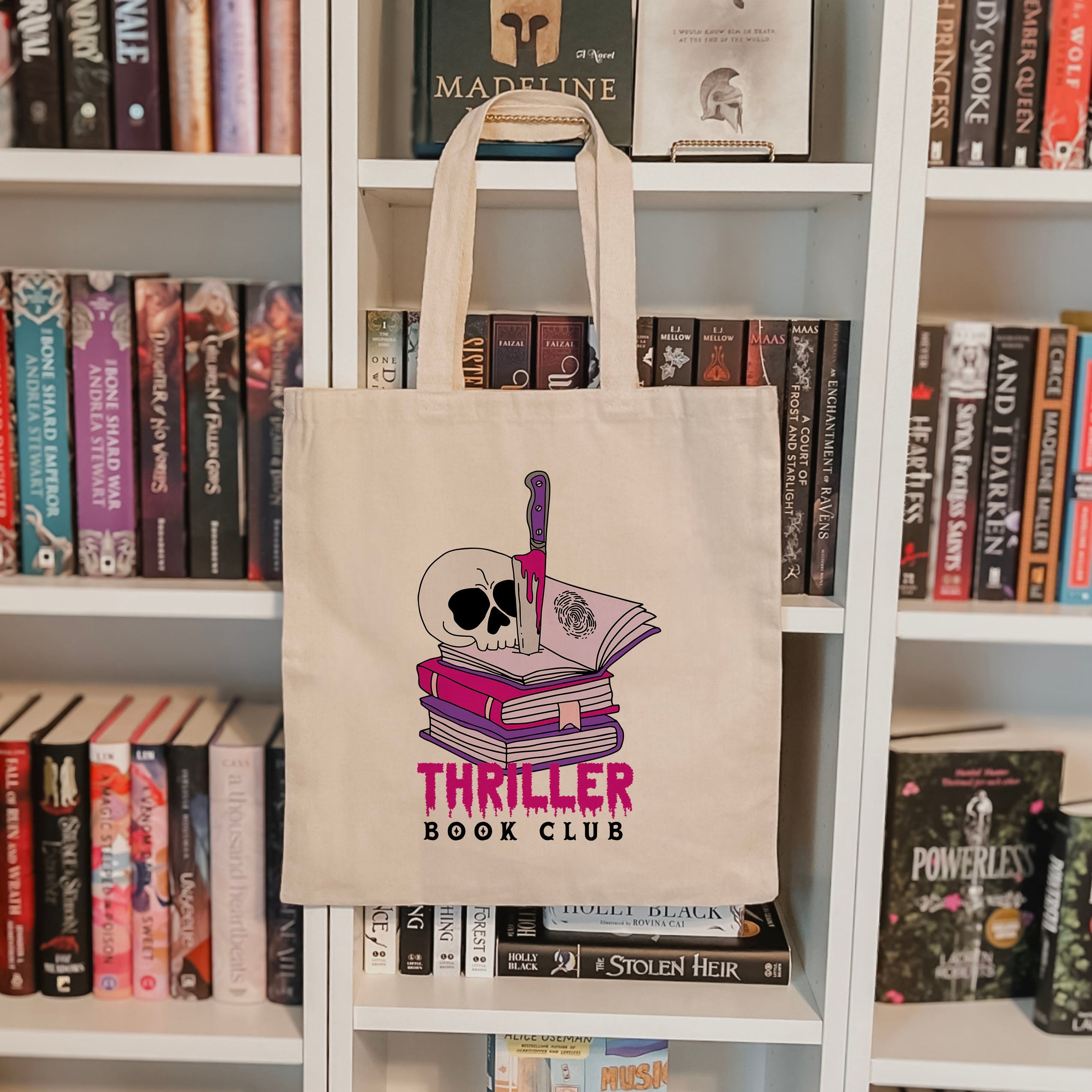 Thriller Book Club canvas tote bag, view 2