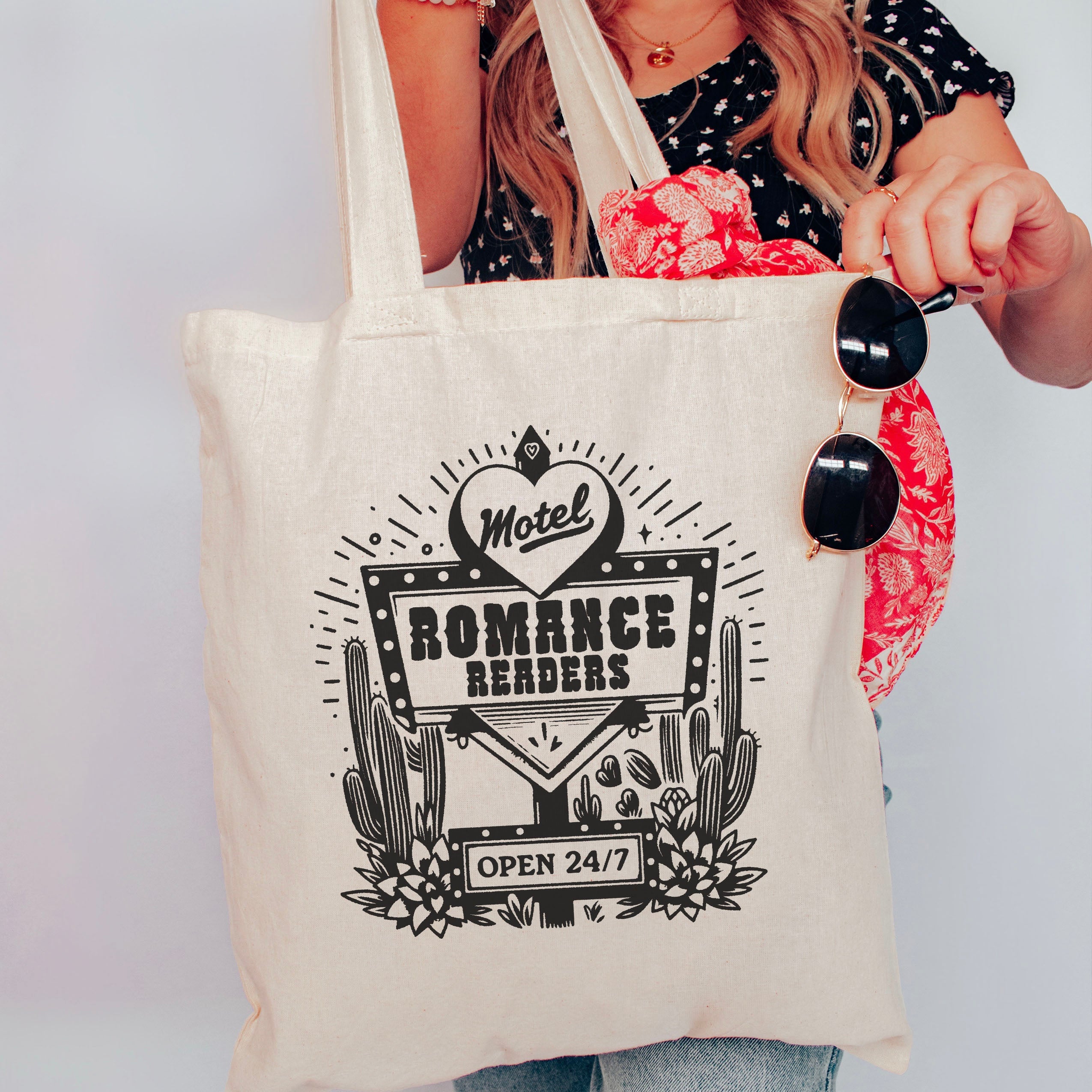 Romance Readers Motel canvas tote bag, view 2
