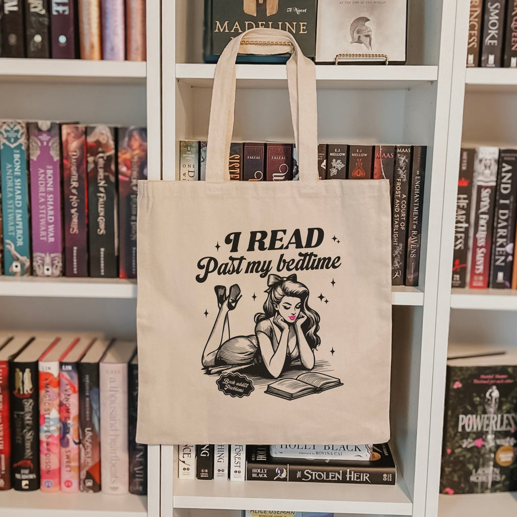 I Read Past My Bedtime canvas tote bag, view 2