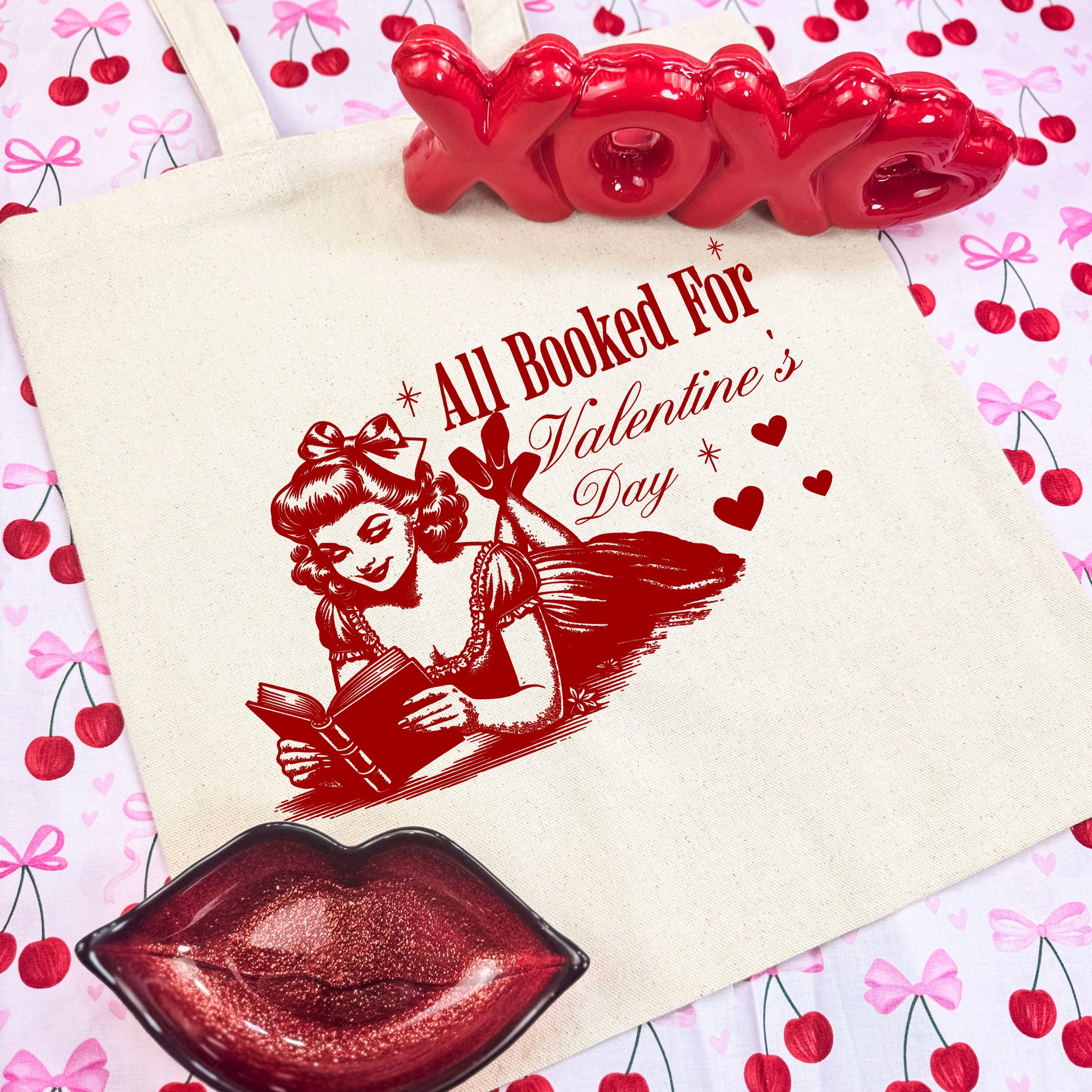 All Booked For Valentine’s Day canvas tote bag, view 2