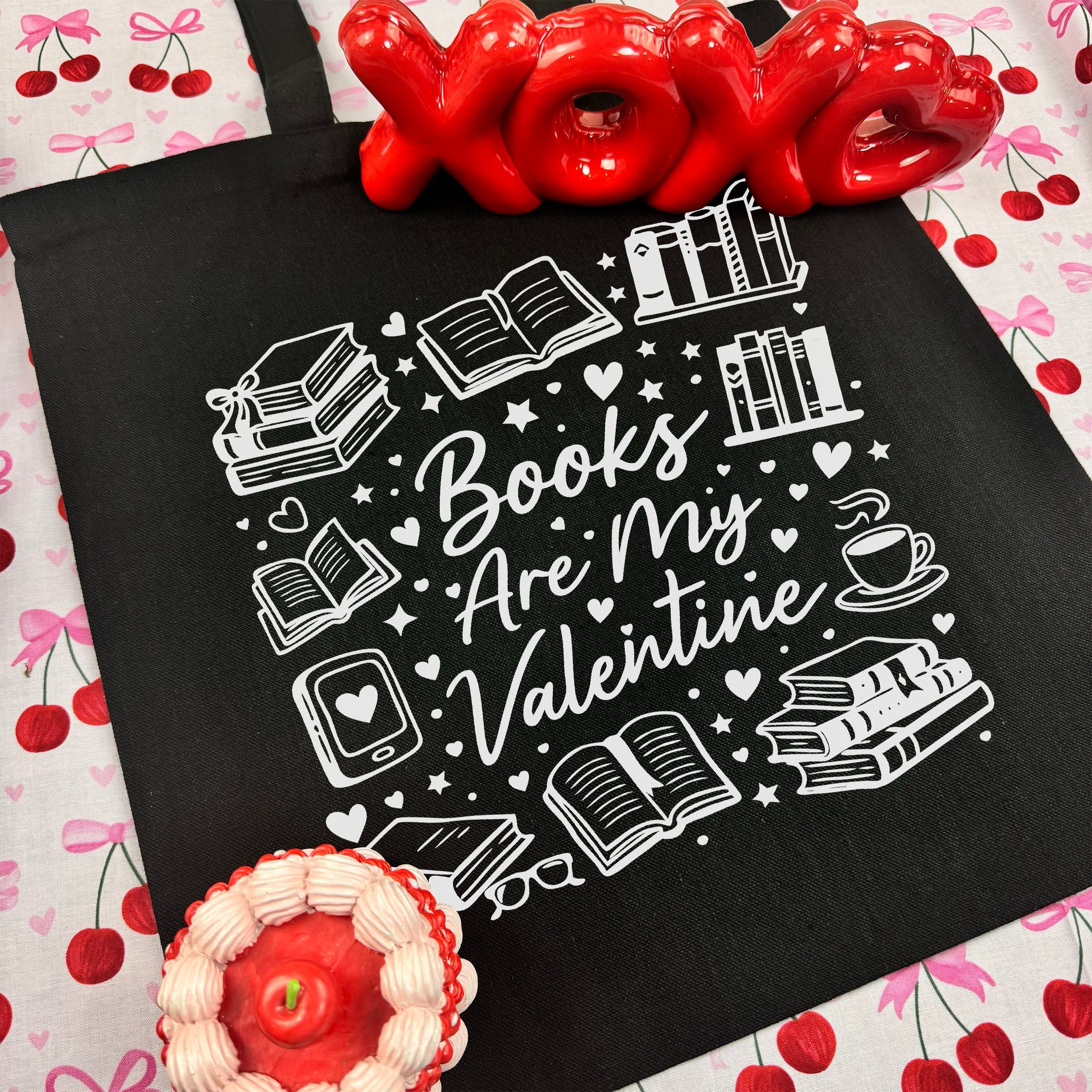 Books Are My Valentine (Graphic) canvas tote bag