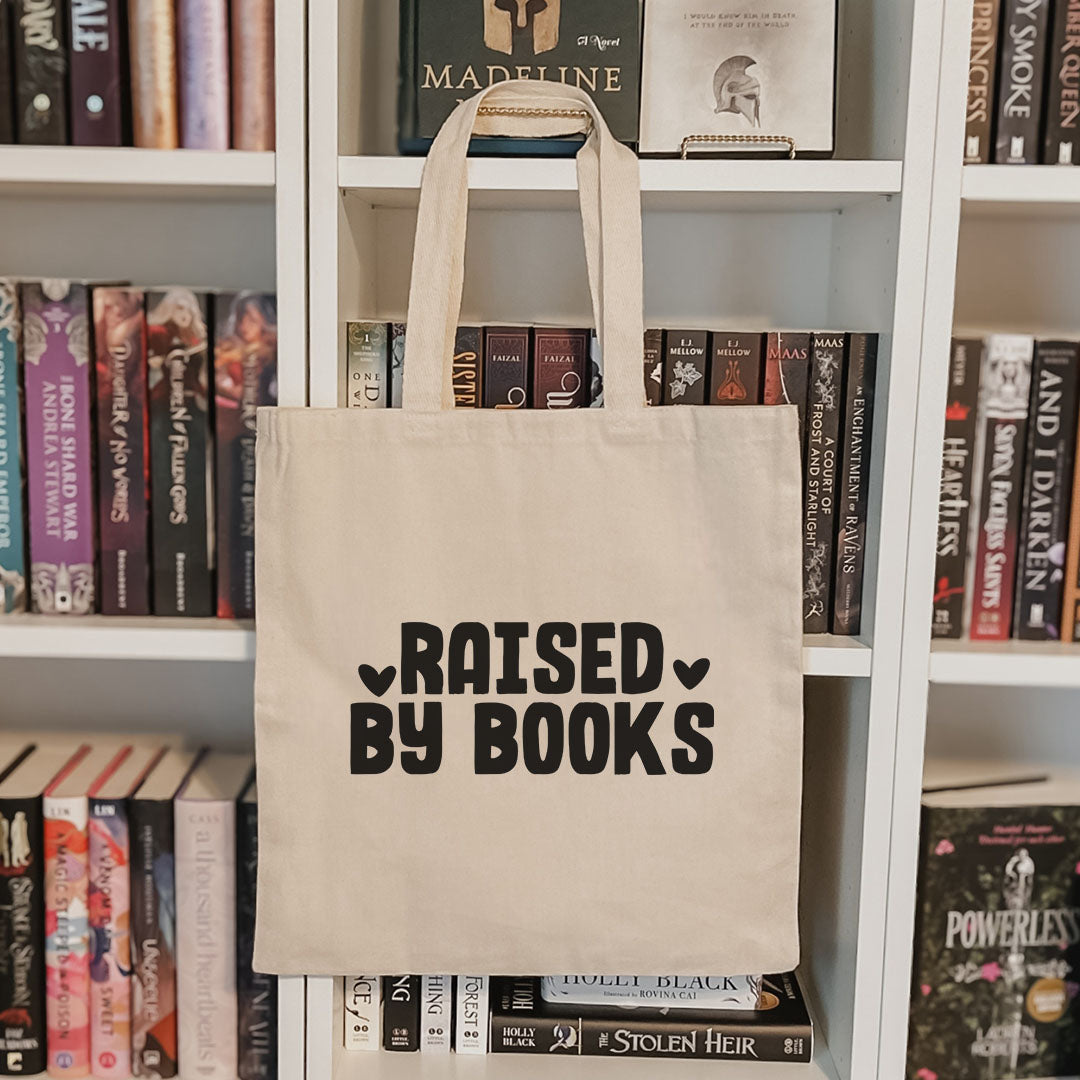 Raised By Books canvas tote bag