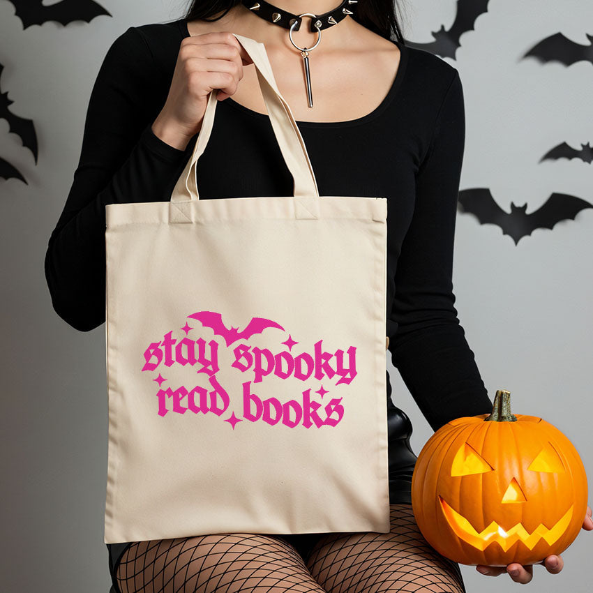 Stay Spooky Read Books canvas tote bag