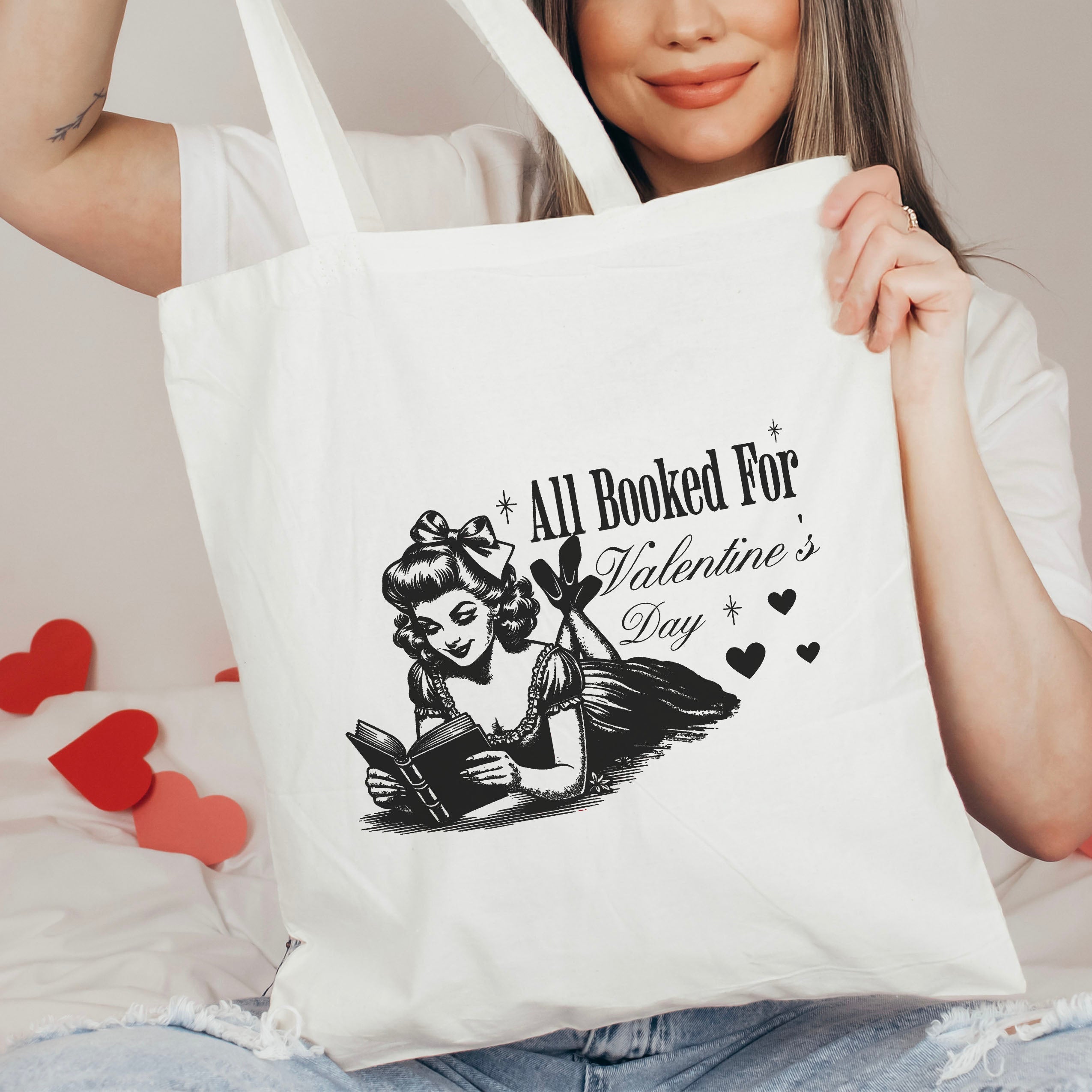 All Booked For Valentine’s Day canvas tote bag