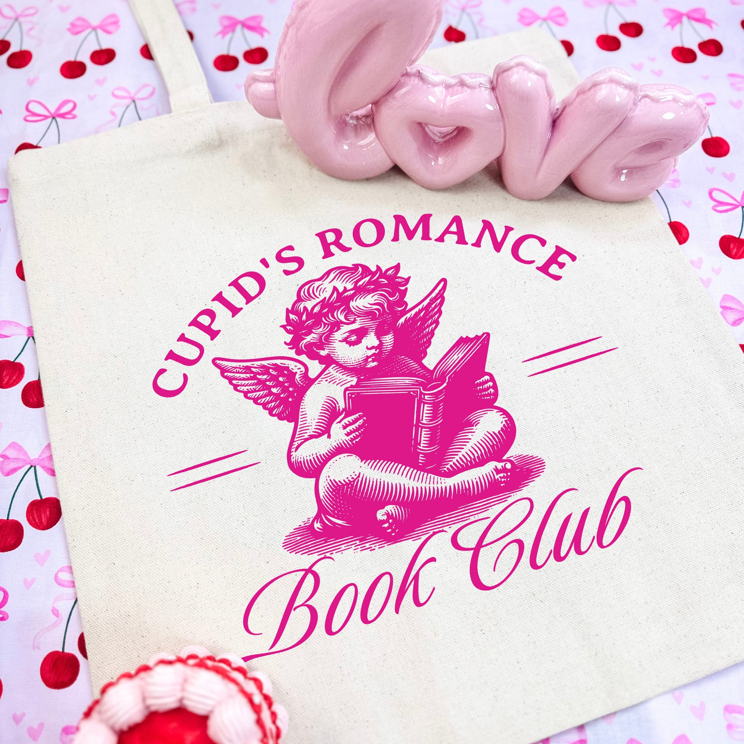 Cupid’s Romance Book Club canvas tote bag, view 2