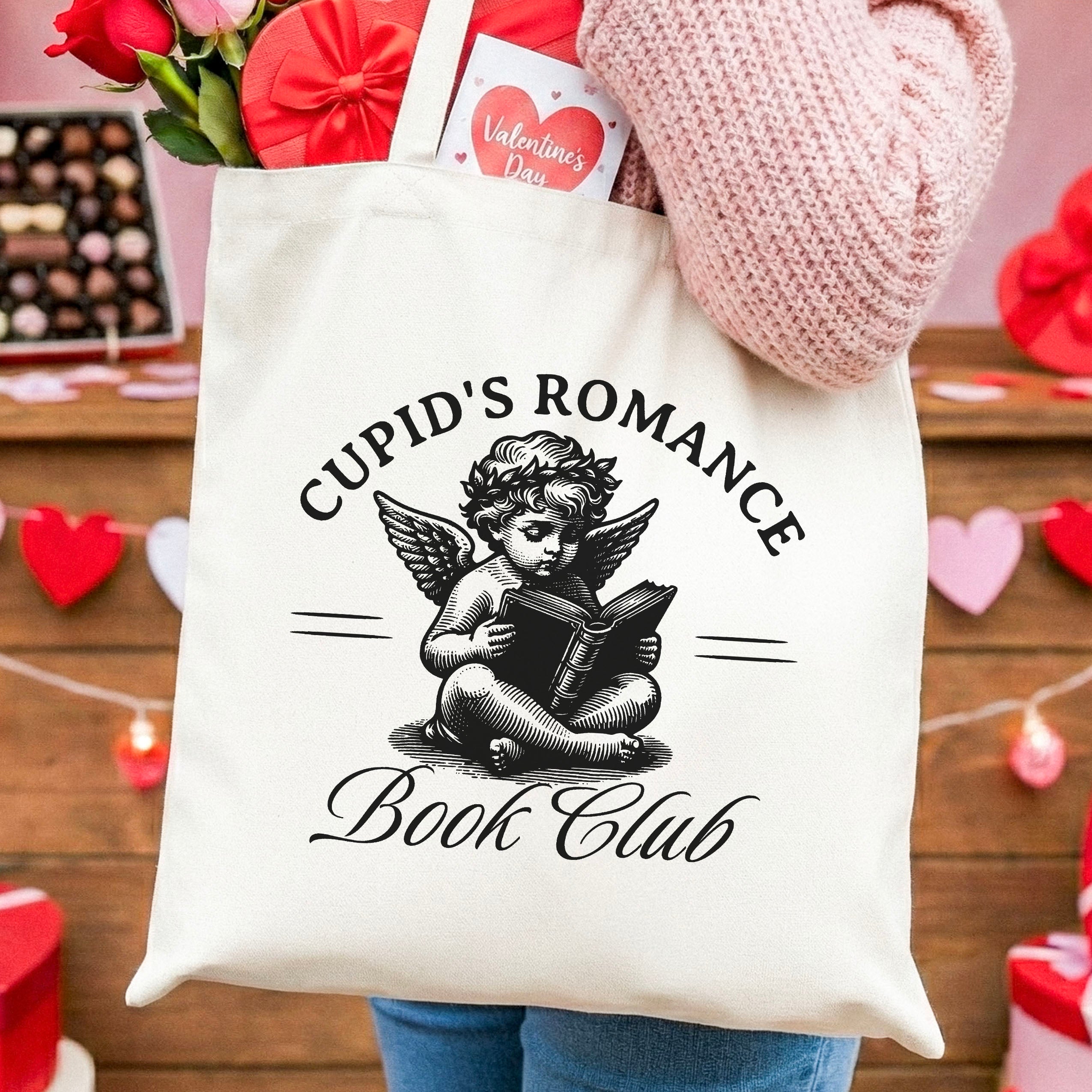 Cupid’s Romance Book Club canvas tote bag, view 3