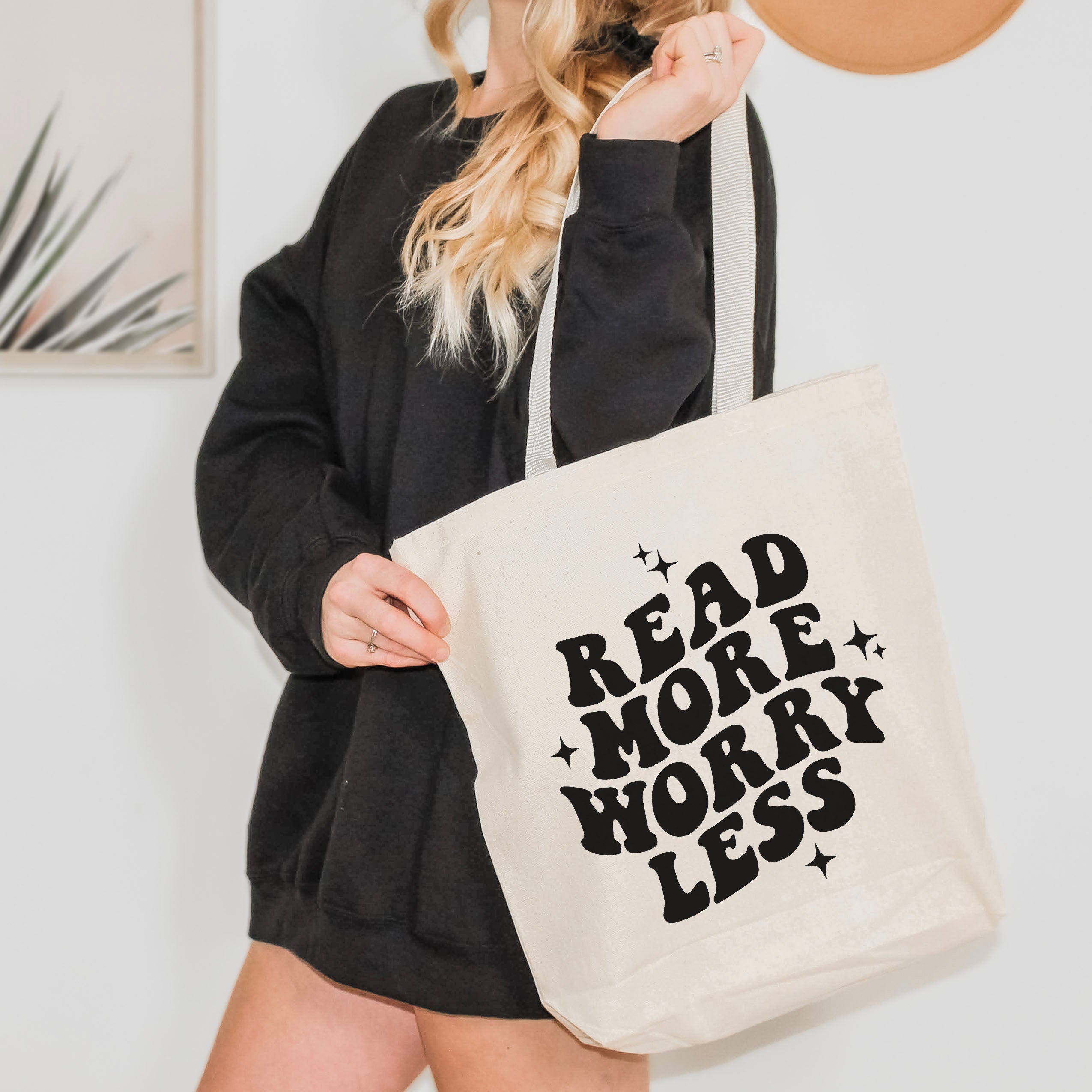 Read More Worry Less canvas tote bag, view 2