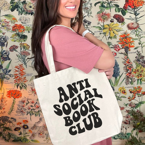 Anti-Social Book Club canvas tote bag