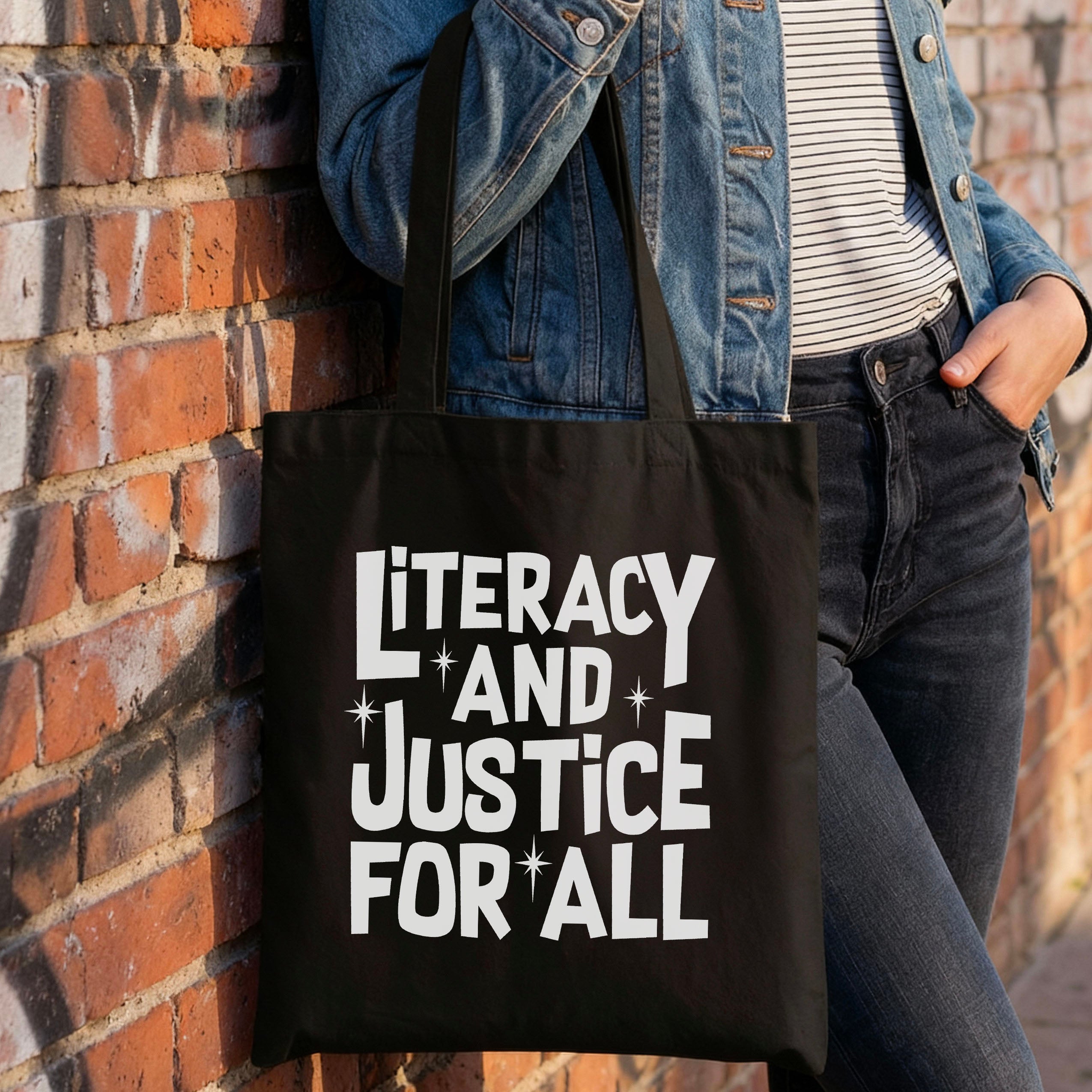 Literacy And Justice For All canvas tote bag, view 3