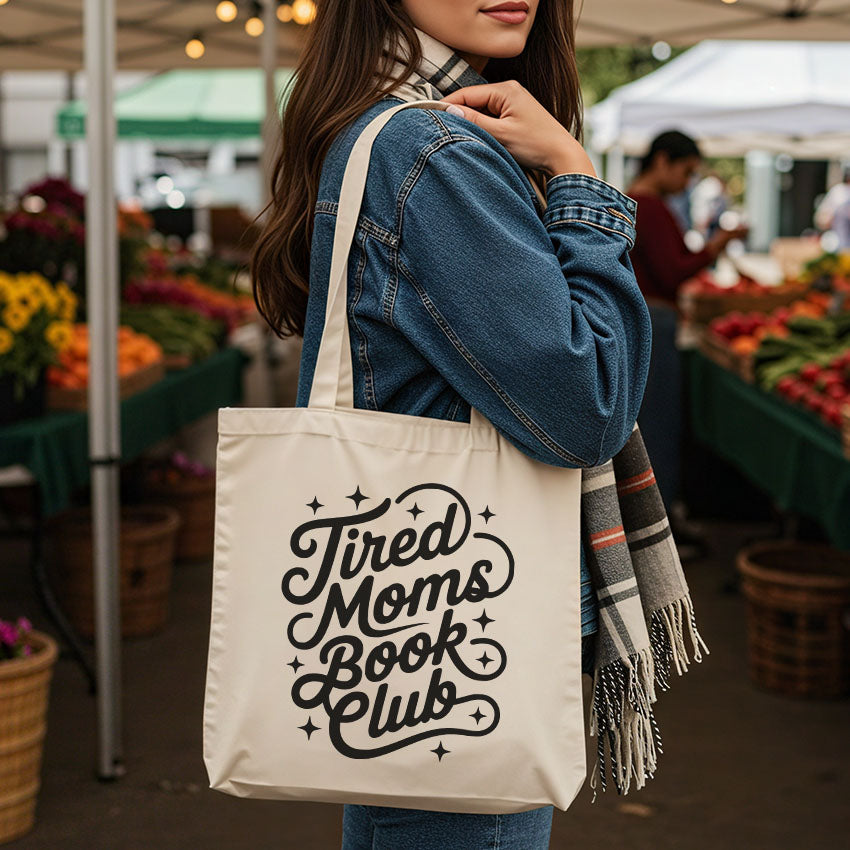Tired Moms Book Club canvas tote bag, view 2