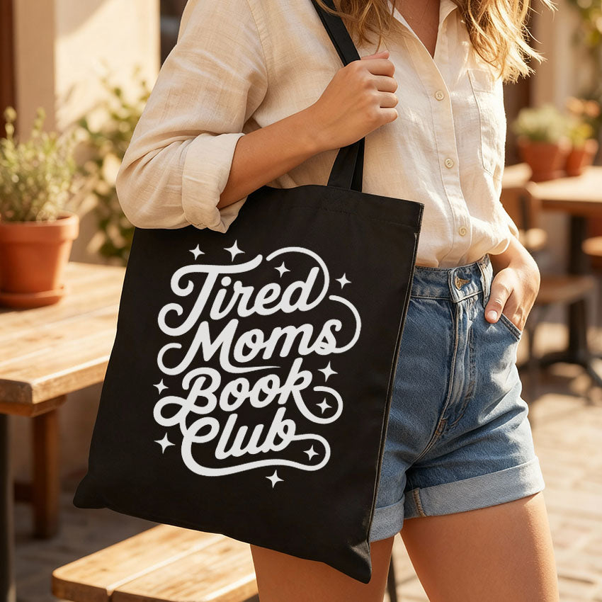 Tired Moms Book Club canvas tote bag, view 3