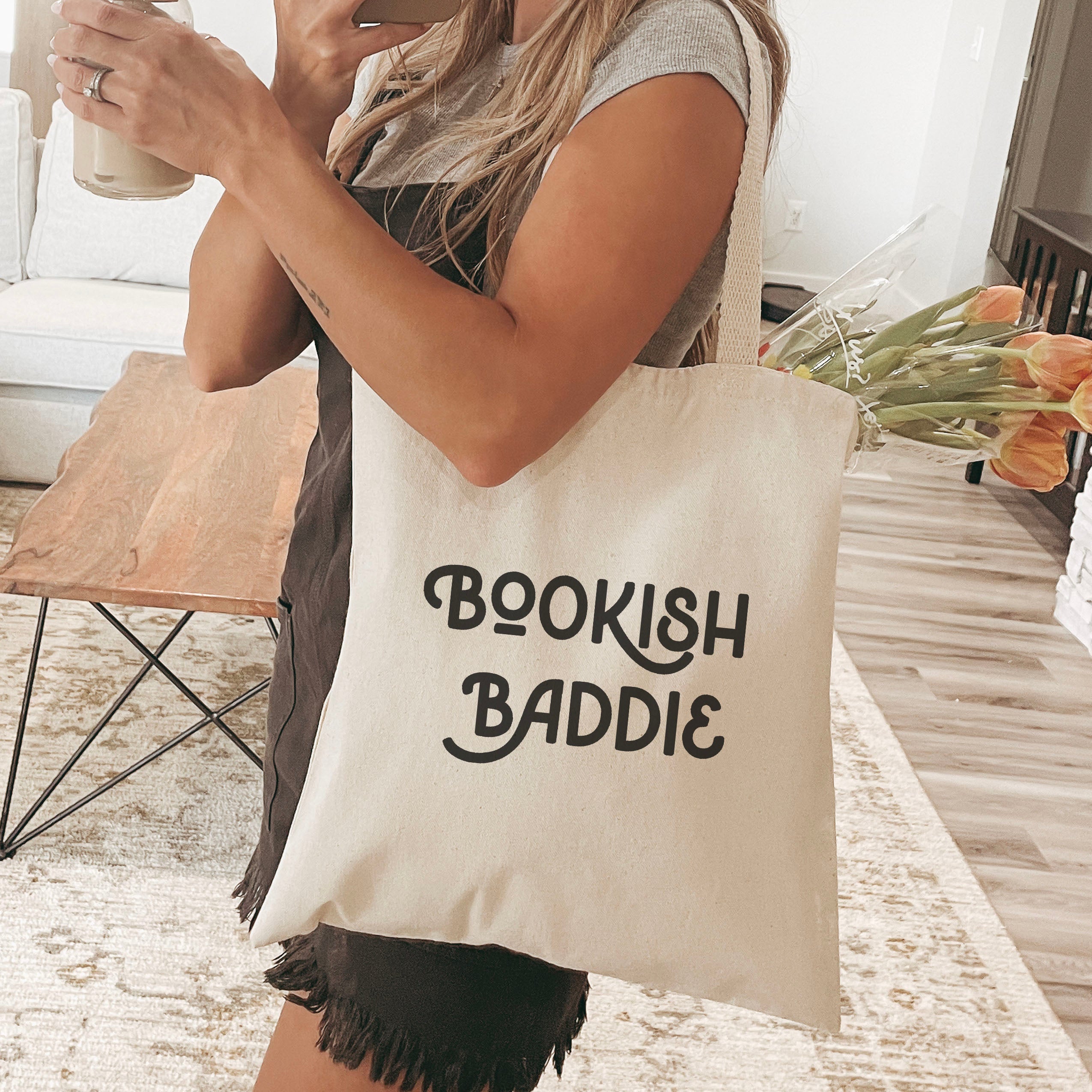 Bookish Baddie canvas tote bag, view 2