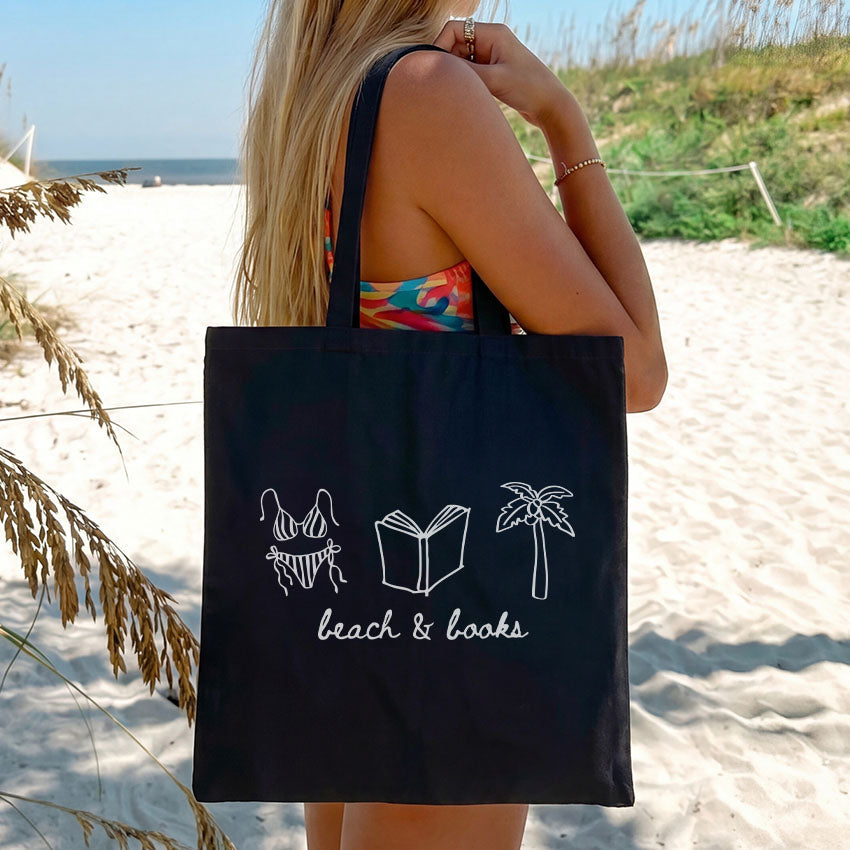 Beach & Books canvas tote bag, view 2
