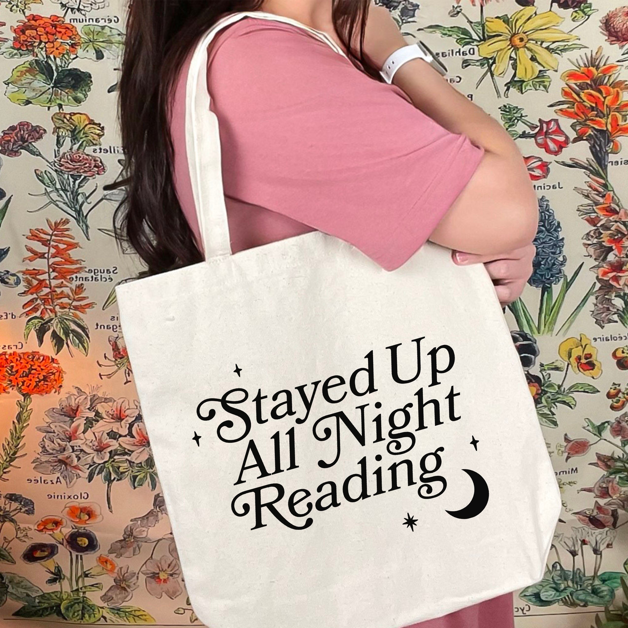 Stayed Up All Night Reading canvas tote bag, view 2