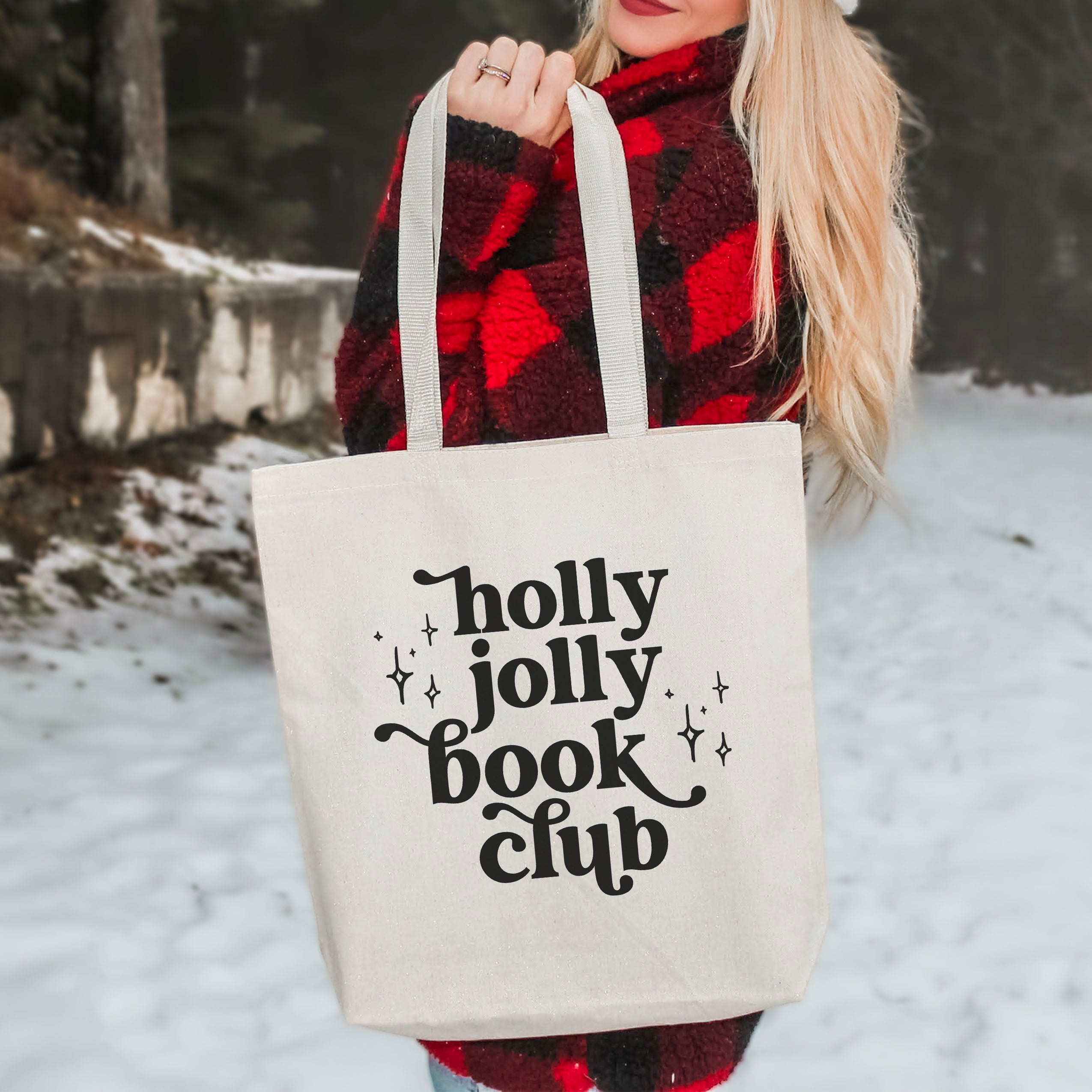 Holly Jolly Book Club canvas tote bag, view 3