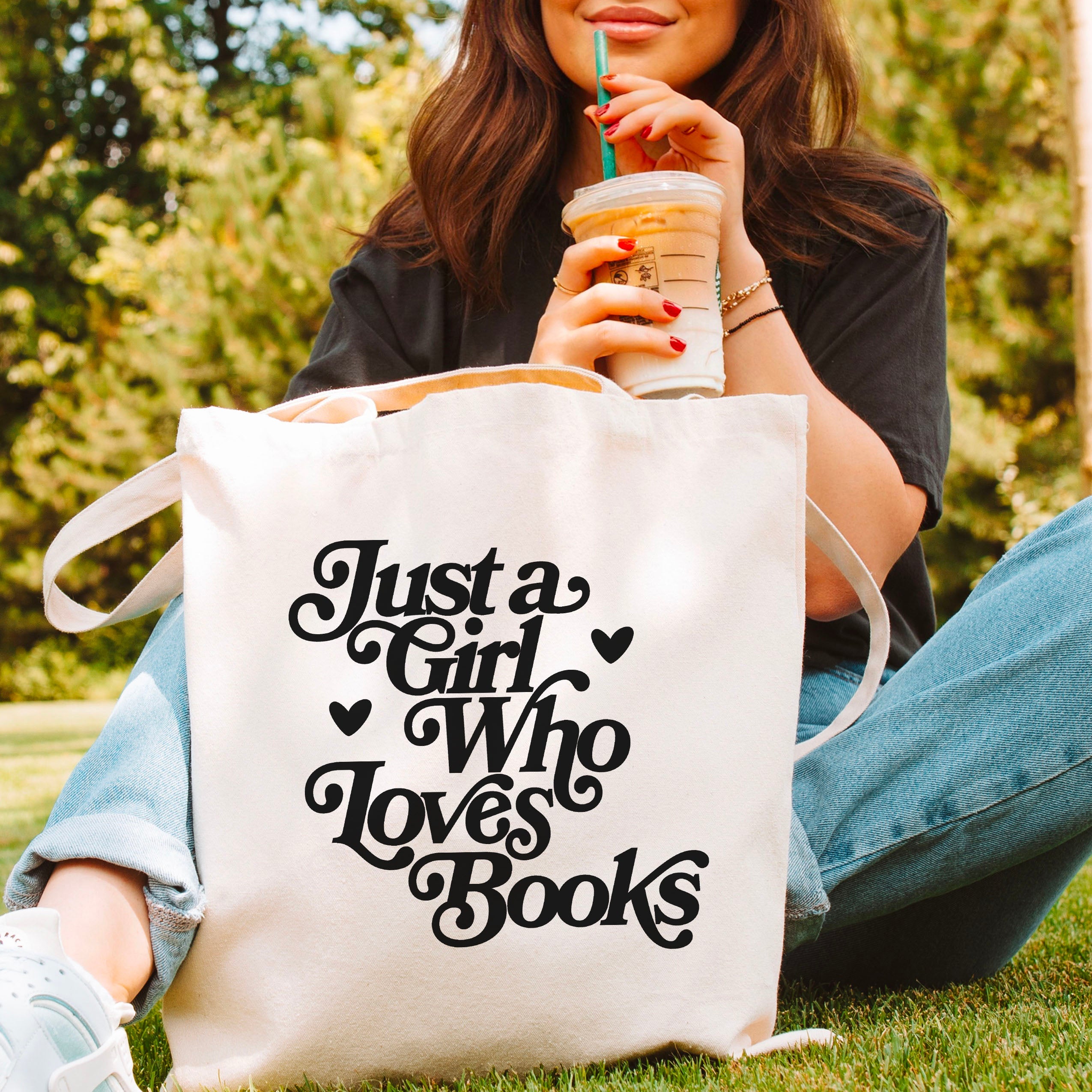 Just a Girl Who Loves Books canvas tote bag, view 4