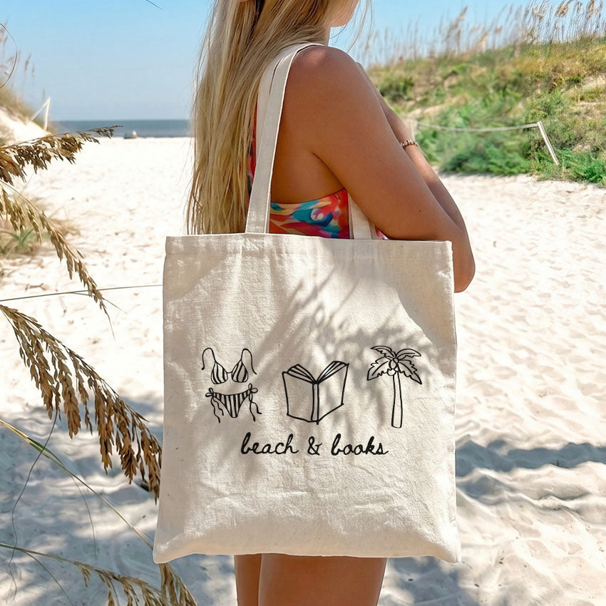 Beach & Books canvas tote bag, view 3