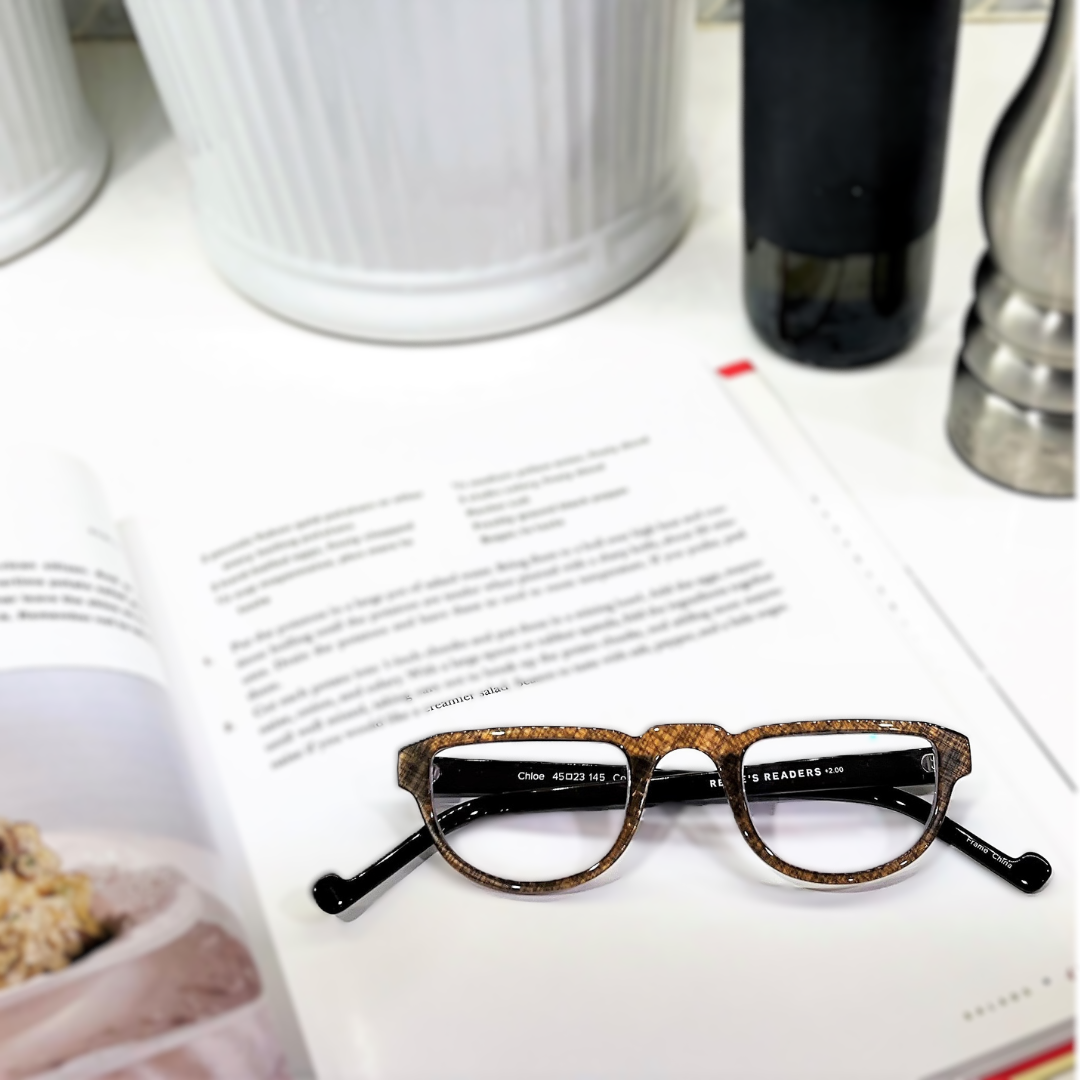Chloe Half Frame Grid Pattern Reading Glasses, view 5