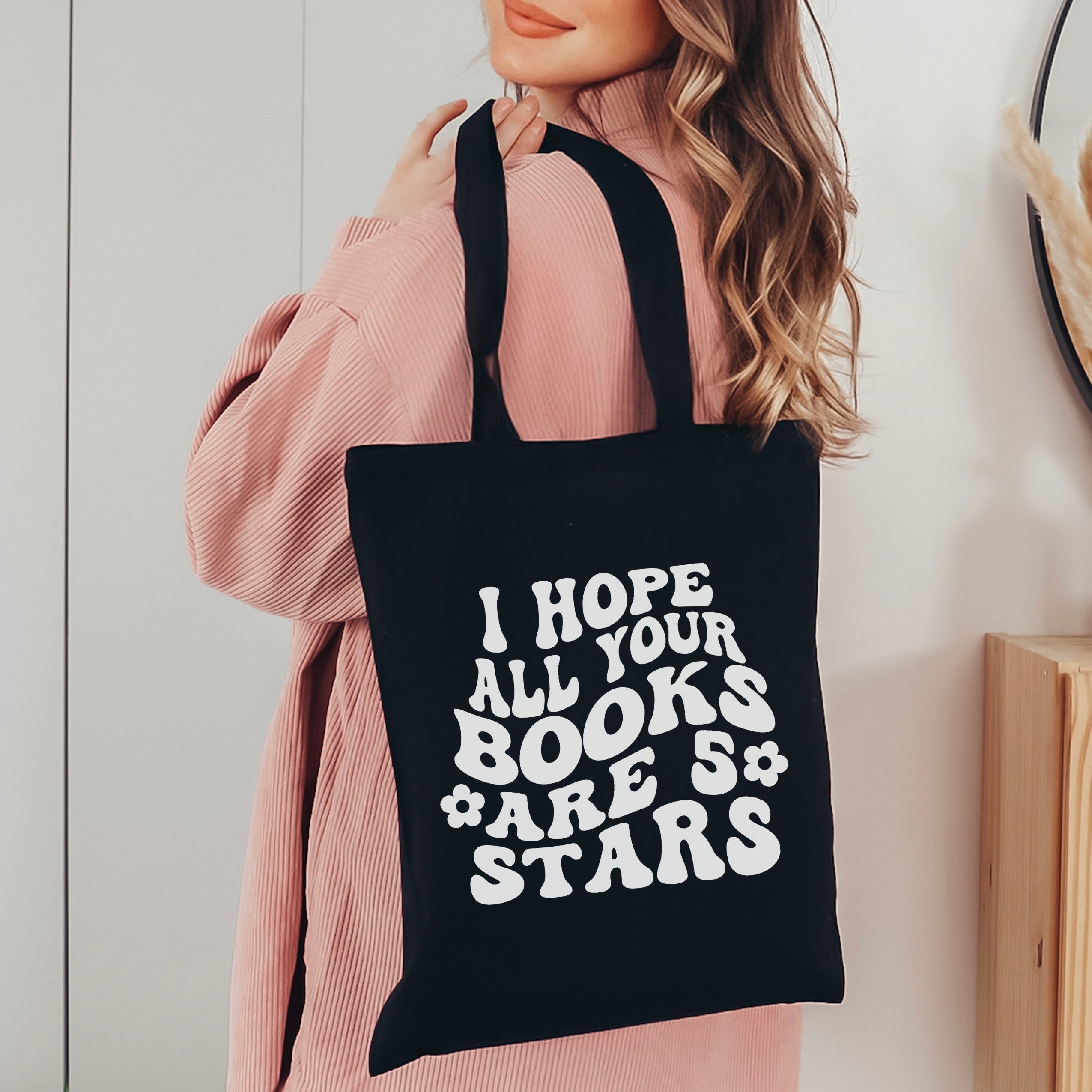 I Hope All Your Books Are 5 Stars canvas tote bag, view 2