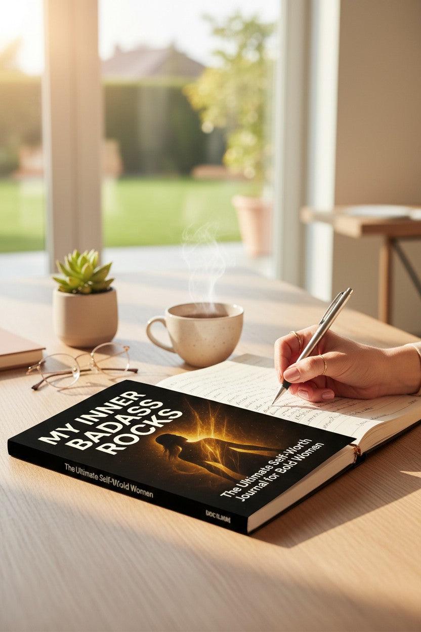 Thrive Collective Publishing My Inner Badass Rocks guided journal for women reclaiming their strength and voice.