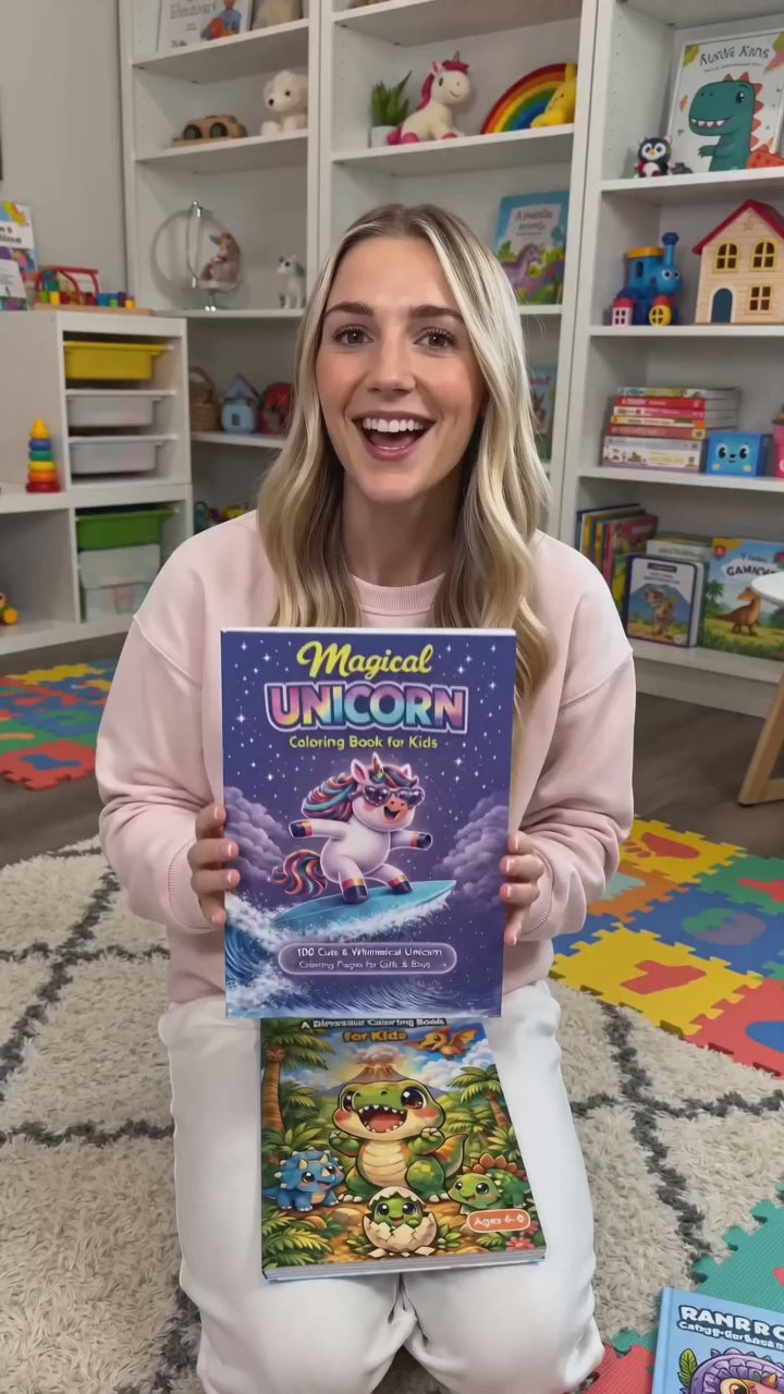 Unicorn and Dinosaur Coloring Duo product video