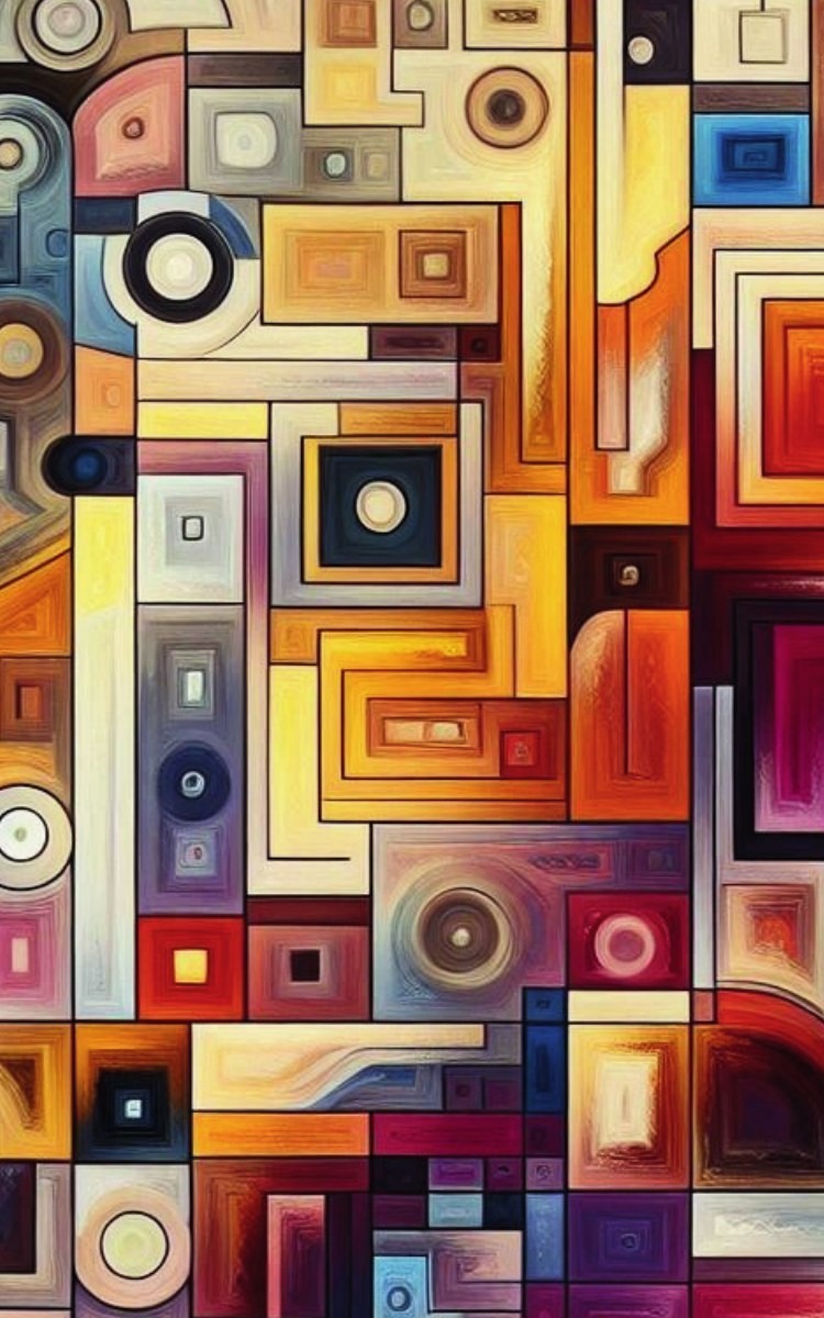 Thrive Collective Publishing Just Write Abstract Art Edition journal with geometric shapes in warm tones and cool blues.