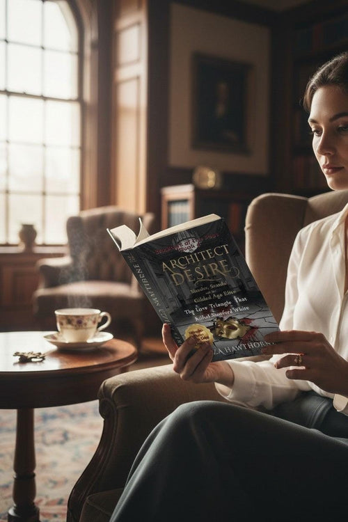 Thrive Collective Publishing's "Architect of Desire" book cover, detailing a Gilded Age murder case.
