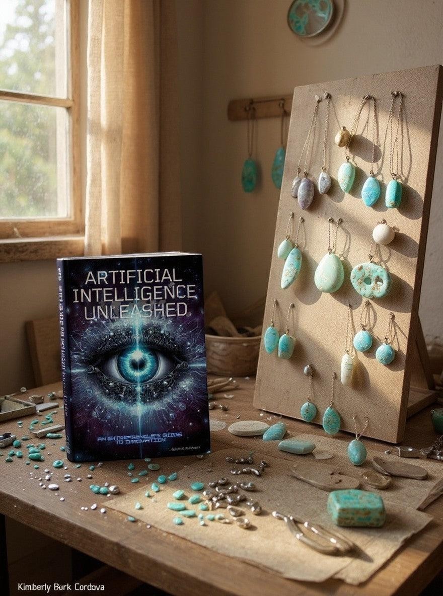 Artificial Intelligence Unleashed book cover, an entrepreneur's guide to innovation. Features a stylized eye with circuitry.
