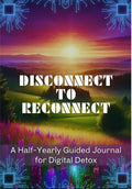 Thrive Collective Publishing Disconnect To Reconnect Half-Yearly Guided Journal for Digital Detox. Serene landscape with sunset.