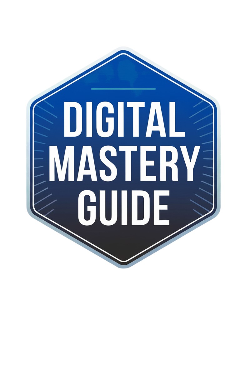 Digital Mastery Guide: Necessary Online Business Tools book cover by Thrive Collective Publishing. Features a blue hexagonal shape with white text.