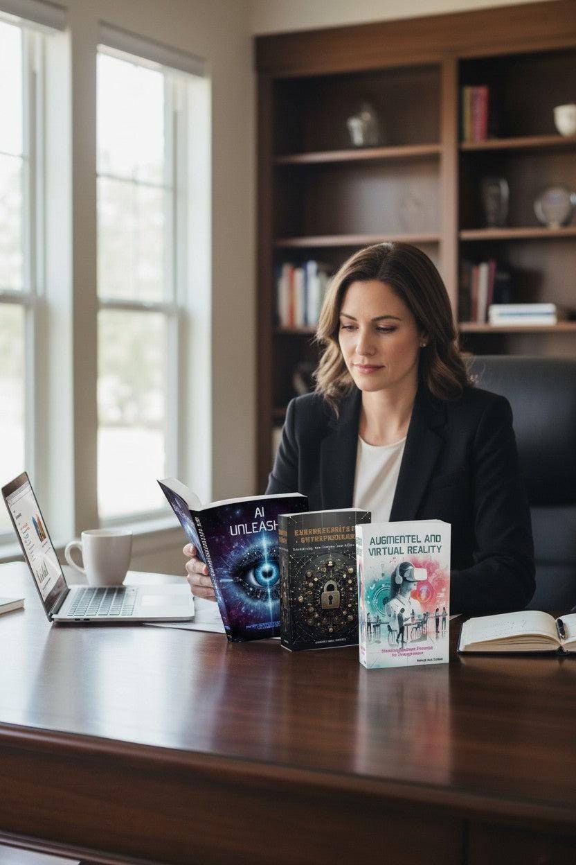 Thrive Collective Publishing's The Entrepreneur's Edge book compilation featuring AI, Cybersecurity, and AR/VR for small businesses.