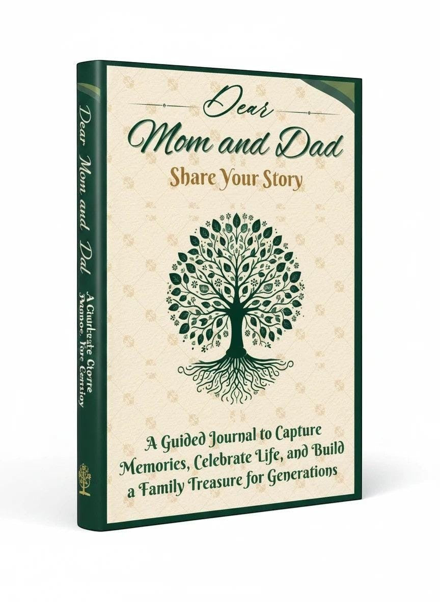 Thrive Collective Publishing Dear Mom and Dad Share Your Story guided journal with a tree of life design.