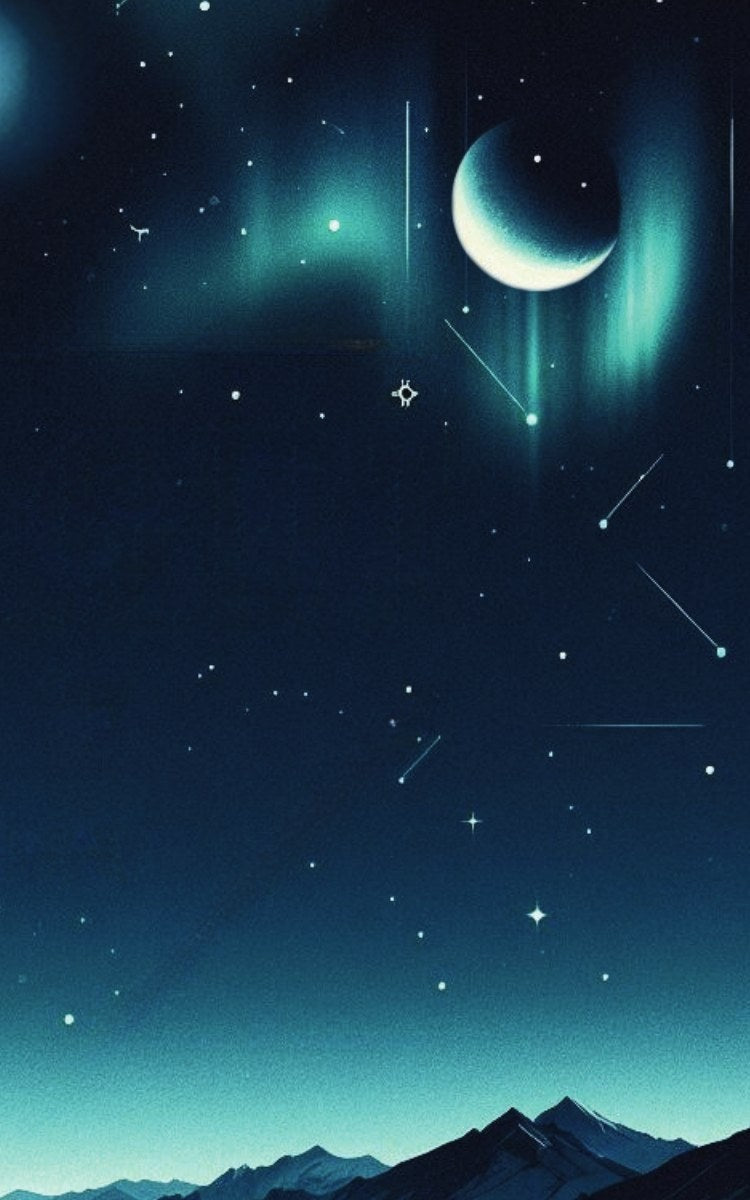 Thrive Collective Publishing Just Write journal with a midnight sky cover, featuring a crescent moon and aurora borealis.
