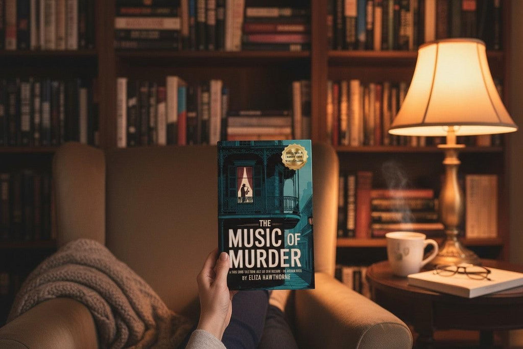 Thrive Collective Publishing's The Music of Murder book cover, a true crime tale from Jazz Age New Orleans.