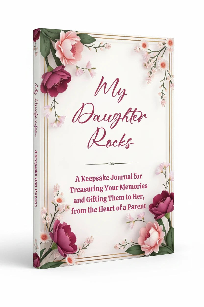Thrive Collective Publishing My Daughter Rocks guided keepsake journal with floral accents and gold trim.