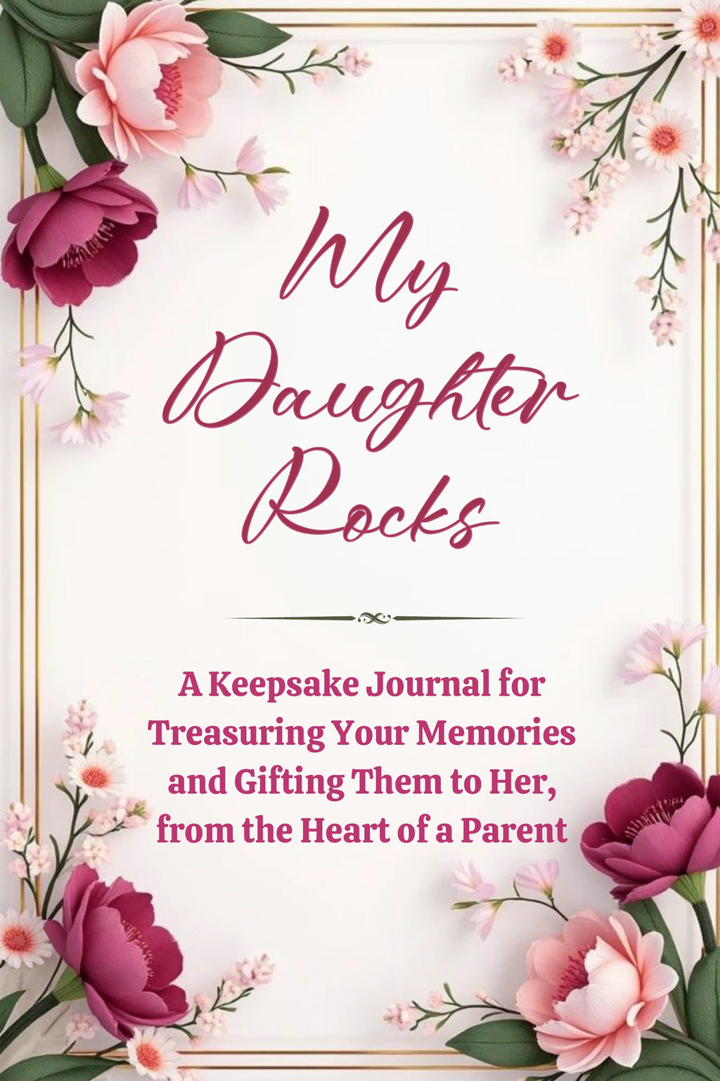 Thrive Collective Publishing My Daughter Rocks guided keepsake journal with floral border. A journal for treasuring memories.