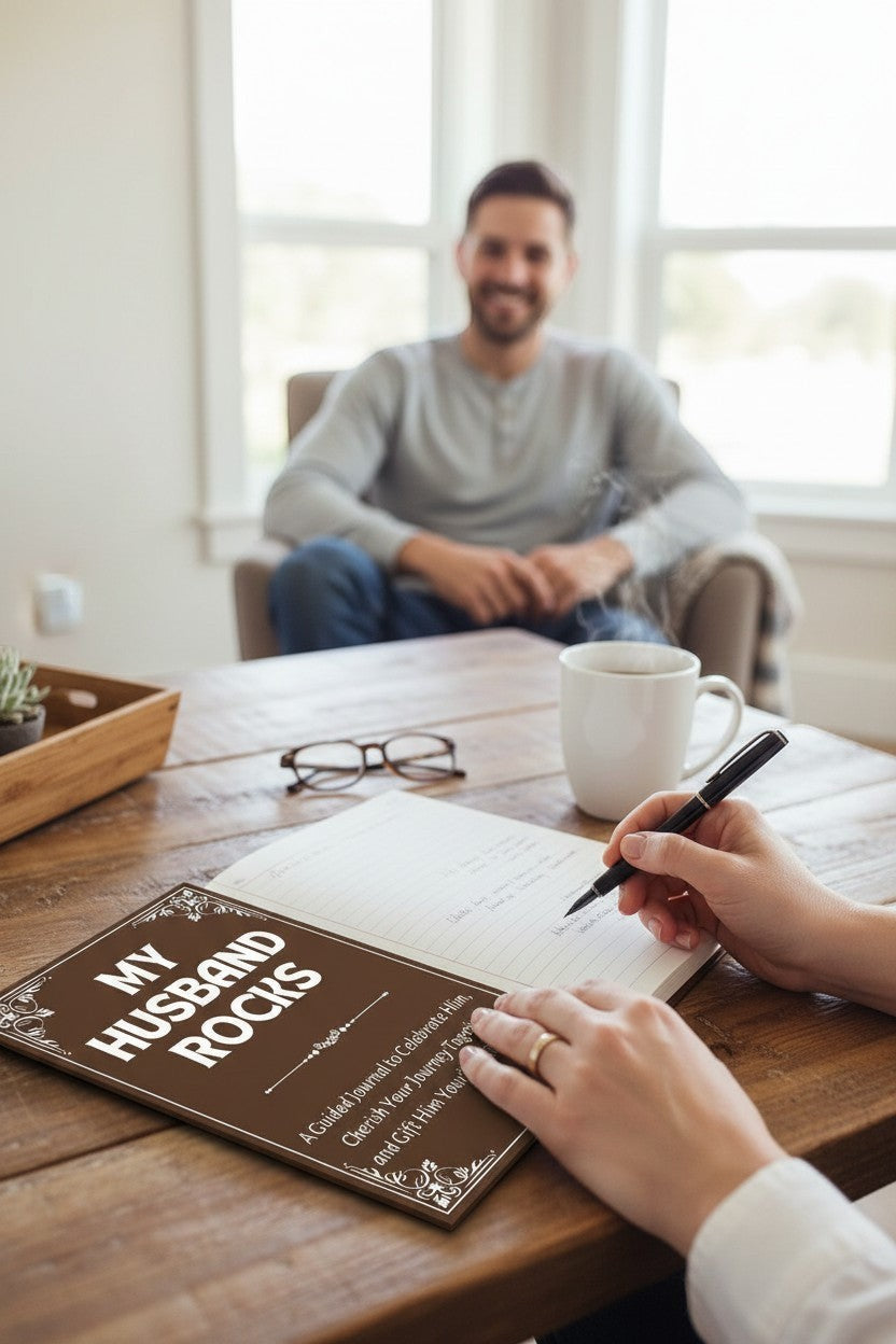 Thrive Collective Publishing My Husband Rocks guided journal with prompts to celebrate him and your journey together.