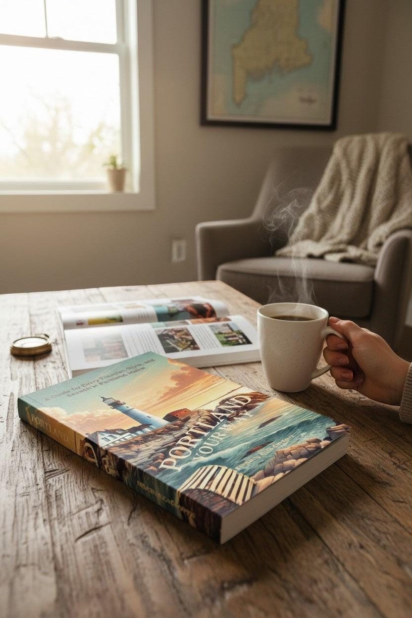 Portland Your Way travel guide by Thrive Collective Publishing, featuring a lighthouse and coastal scene on the cover.