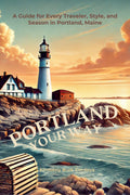 Thrive Collective Publishing's Portland Your Way travel guide features a lighthouse and coastal scenery, perfect for planning a trip to Portland, Maine.