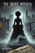 Book cover for The Silent Witness, featuring a silhouetted woman in Victorian attire on a foggy street with city buildings in the background.