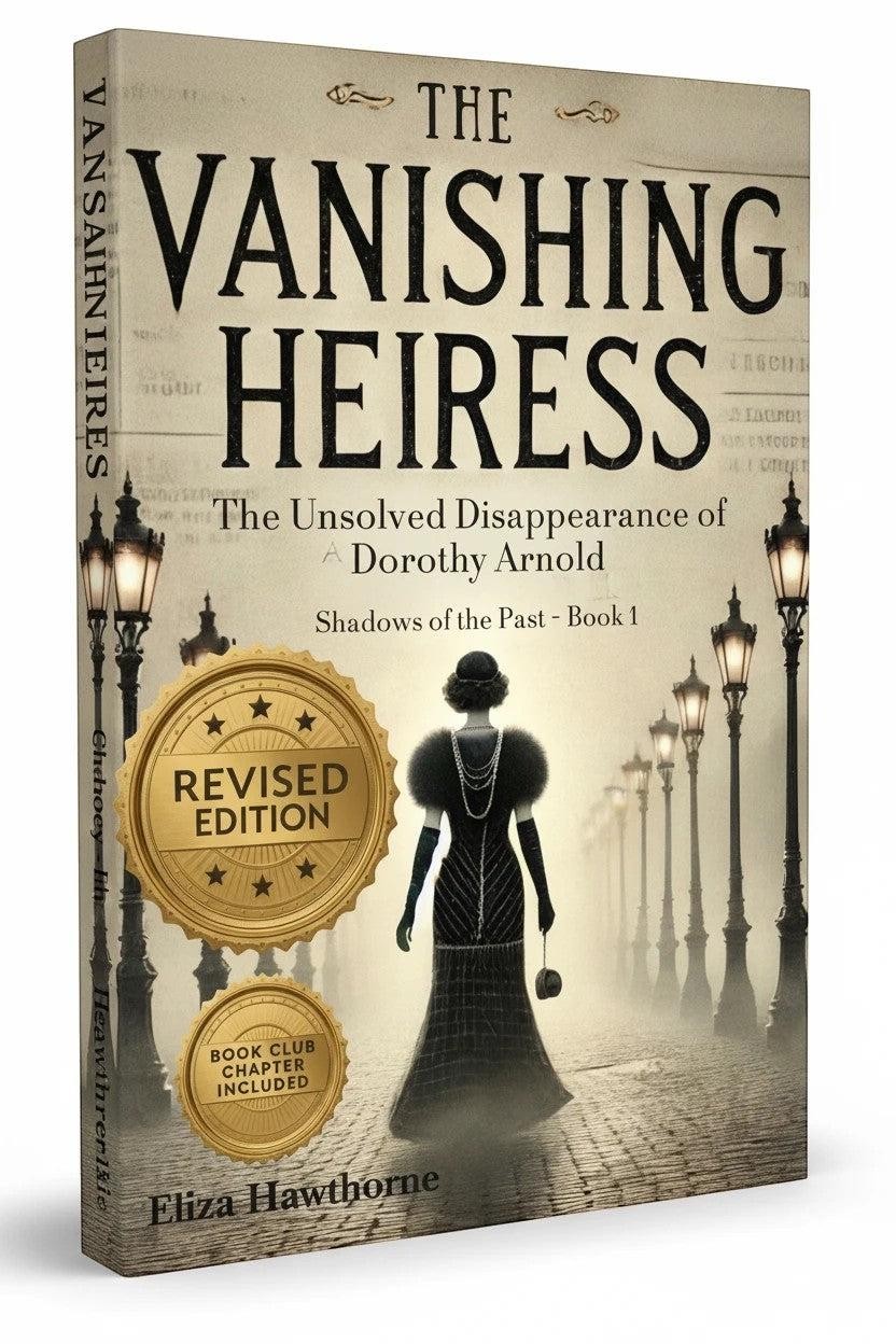 The Vanishing Heiress: The Unsolved Disappearance of Dorothy Arnold by Eliza Hawthorne, a true crime book from Thrive Collective Publishing.