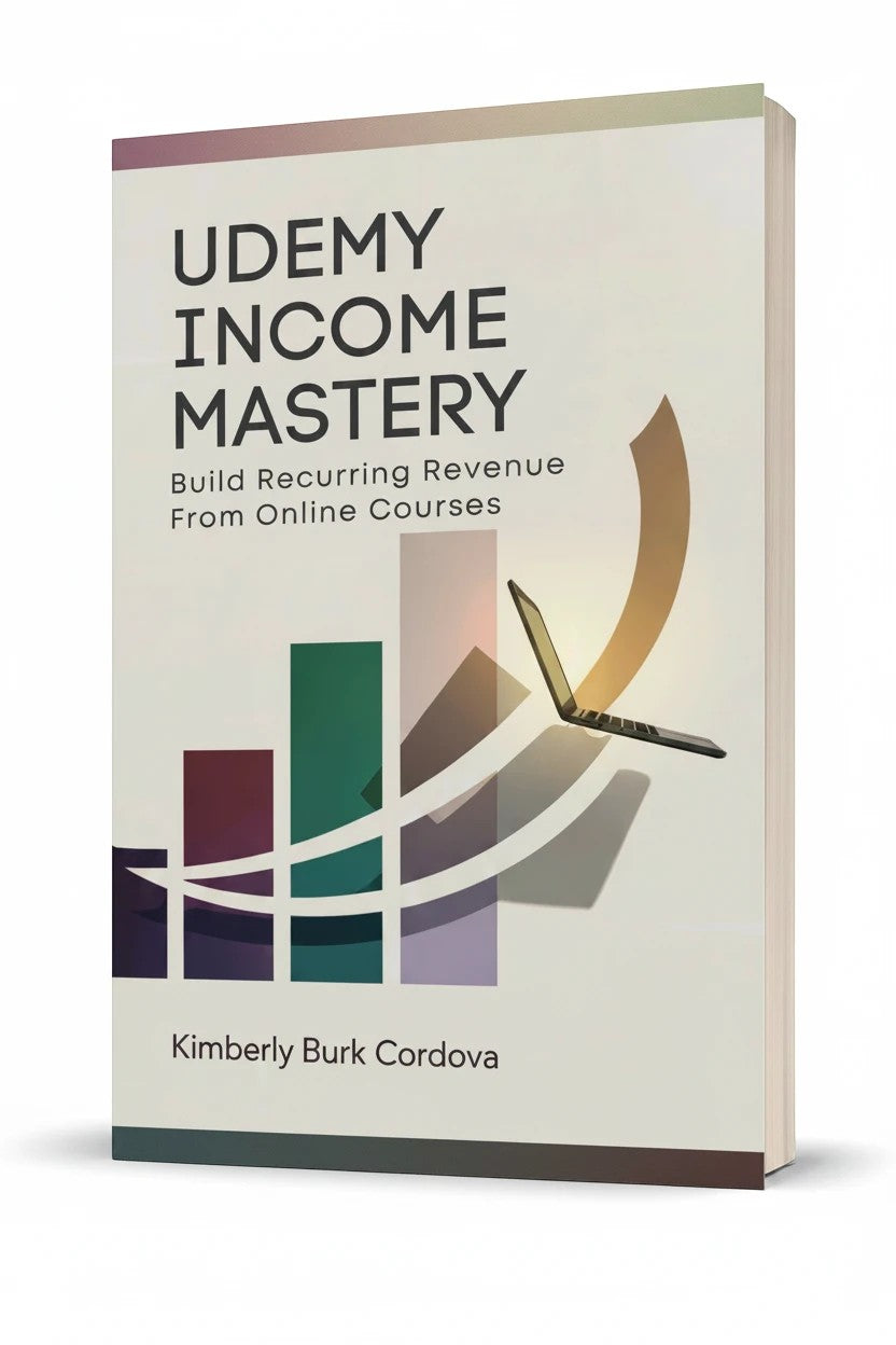 Udemy Income Mastery book cover by Thrive Collective Publishing, detailing how to build recurring revenue from online courses.