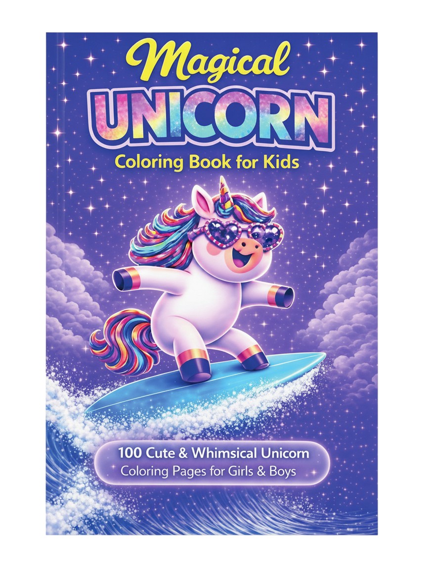 Thrive Collective Publishing Magical Unicorn Coloring Book for Kids: 100 pages with cute unicorns, rainbows, and stars. Ages 4-12.
