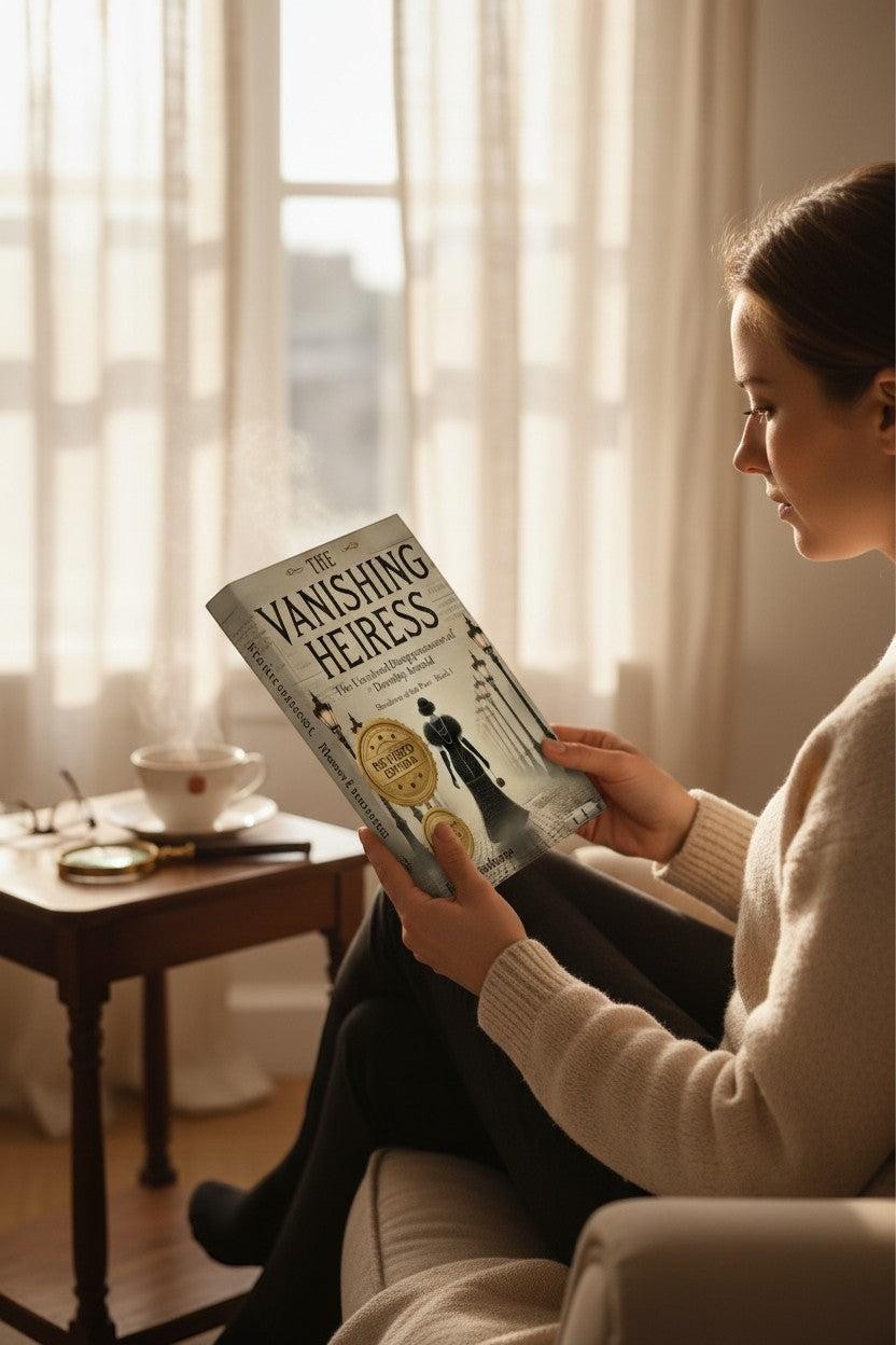 The Vanishing Heiress book cover, a true crime mystery about Dorothy Arnold's disappearance. Thrive Collective Publishing.